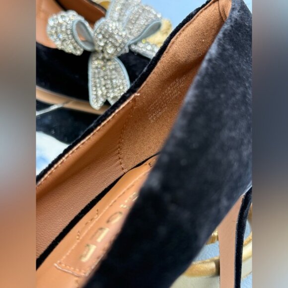 🆕 KURT GEIGER LONDON 🧿 NWOB Belgravia Bow Court Heel, Black Velvet Sz38.5 US 8 - Picture 14 of 16